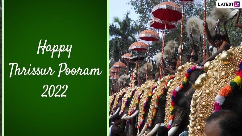 Thrissur Pooram 2022 Afbeeldingen en achtergronden HD voor gratis online download: vier Kerala’s grootste tempelfestival met WhatsApp, sms en groeten