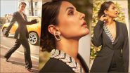 ‘Boss Lady’ Hina Khan Nails Power Dressing in This Black Pantsuit With Plunging Neckline (View Pics)