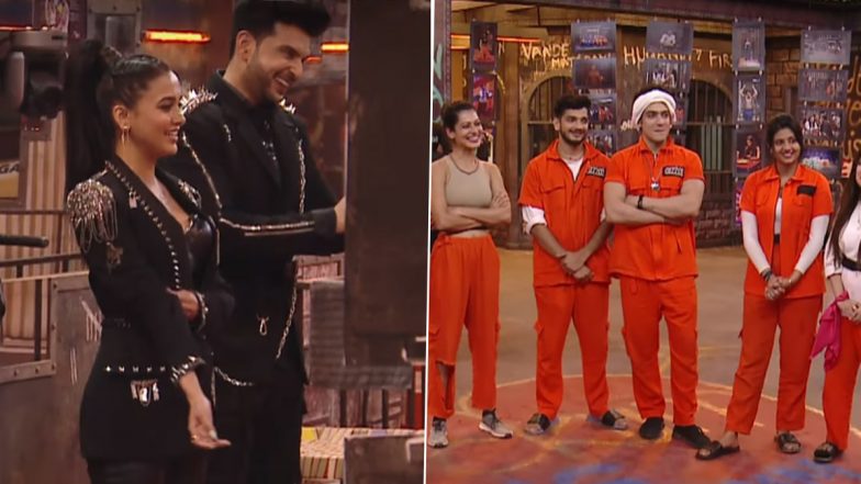 Lock Upp: Jailer Karan Kundrra Can’t Stop Blushing After Seeing Warden Tejasswi Prakash on the Reality Show (Watch Promo Video)