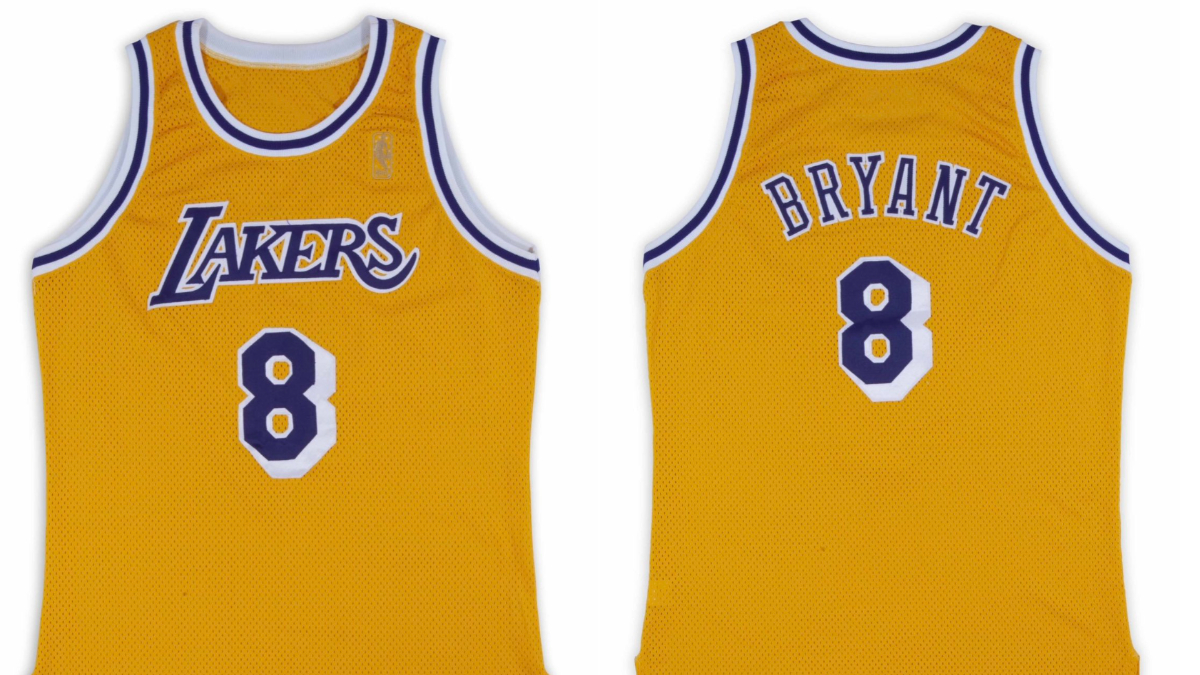 Kobe Bryant game-worn jersey from rookie season sold for record amount at  auction