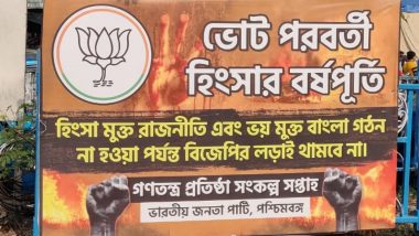 West Bengal Post-Poll Violence: BJP Puts Up Posters in Kolkata, Says 'Will Fight Until There Is Violence-Free Politics'
