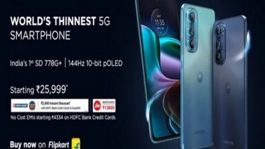 Business News | Motorola Edge 30, World's Thinnest 5G Smartphone Goes on Sale from Today 12 Pm