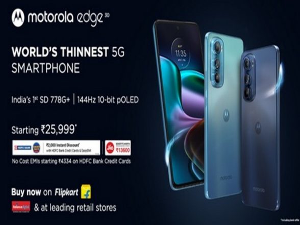 Business News | Motorola Edge 30, World's Thinnest 5G Smartphone Goes on Sale from Today 12 Pm - Vimarsana News