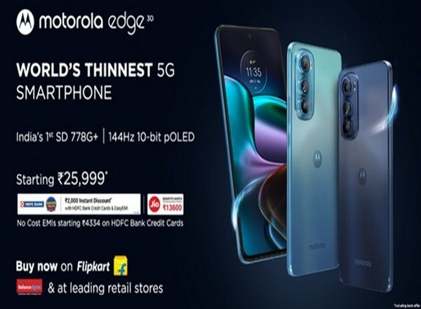 Business News | Motorola Edge 30, World's Thinnest 5G Smartphone Goes on Sale from Today 12 Pm