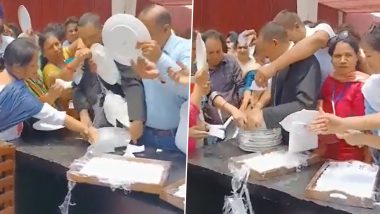 Punjab: Government School Teachers, Principals Jostle To Grab Plate for Free Lunch After Meeting With CM Bhagwant Mann; Video Goes Viral
