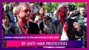 Russian Ambassador To Poland Doused In Red Paint By Anti-War Protesters