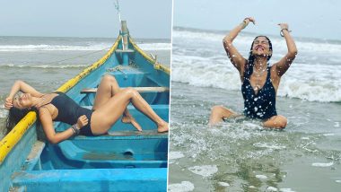 Shriya Saran Turns Water Baby in a Black Monokini as She Chills by the Sea With Fam (View Pics)