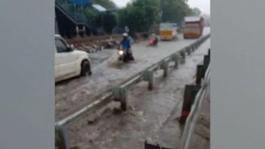 India News | Waterlogging Disrupts Traffic on NH-48, Heavy Congestion at Narsinghpur