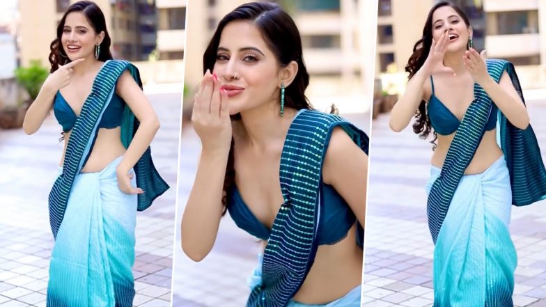 Urfi Javed Serves a Modern Desi Look in Saree as She Wishes Eid to Her Admirers (Watch Video)