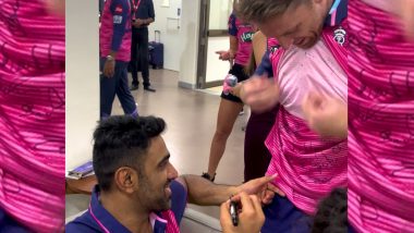 Ravi Ashwin Signs Jos Buttler's Rajasthan Royals Jersey After IPL 2022 Final (Watch Video)