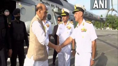 India News | Rajnath Singh Arrives in Karwar During Two-day Visit to Karnataka