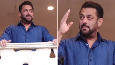 Eid 2022: Salman Khan Arrives at His House Balcony To Greet Fans on the Happy Occasion (Watch Video)