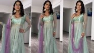 Sunny Leone Exudes Oomph in Her Eid Look Wearing a Cyan Coloured Gorgeous Lehenga (View Pics)