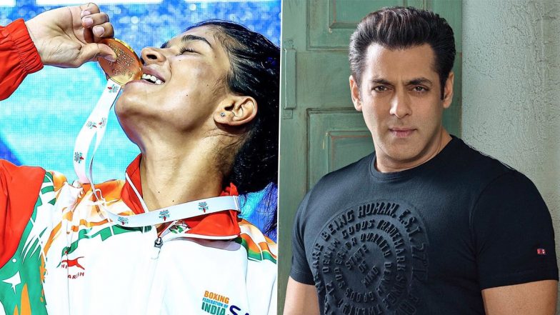 Salman Khan Congratulates 'Fan' Nikhat Zareen After She Bags Gold for India at Women’s World Boxing Championships 2022 (Watch Video)