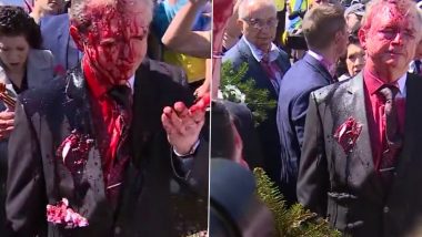 Russian Ambassador to Poland Hit With Red Paint at Victory Day Parade by Anti-War Protesters (Watch Video)