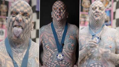 Man Sets Guinness World Record for Highest Number of Square Tattoos on the Body; Watch Video