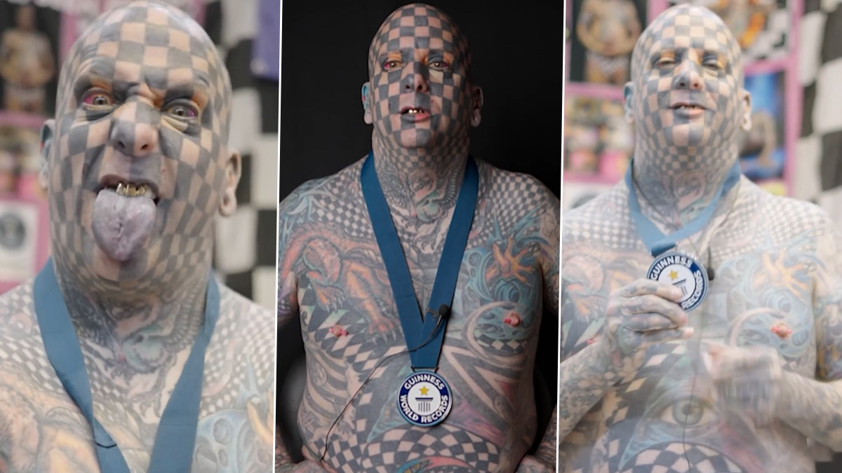 74yearold got 500 tattoos teeth removed to enter Guinness Book   Mouthful News  India TV