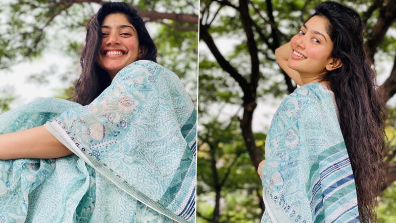 Sai Pallavi Beams With Joys As She Poses in a Beauitful Blue Saree Sans Makeup (View Pics)