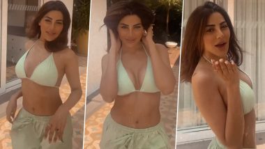 Nikki Tamboli Blows a Kiss from Goa as She Flaunts Her Assets in Bikini Top (Watch Video)