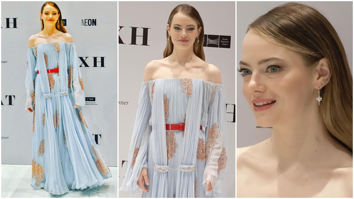 Emma Stone Stuns In Grecian-Inspired Gown By Louis Vuitton On Bleat Red  Carpet