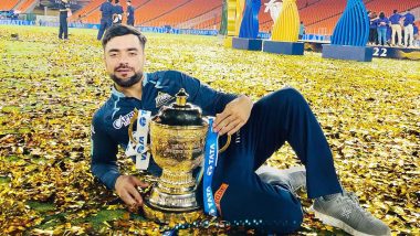 IPL 2022 Final: Rashid Khan Falls in Love With IPL Trophy; Yusuf Pathan Just Happy To Be There With Old RR Teammates