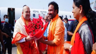 India News | Amit Shah Arrives at Telangana Airport, to Inaugurate National Cyber Forensic Laboratory in Hyderabad