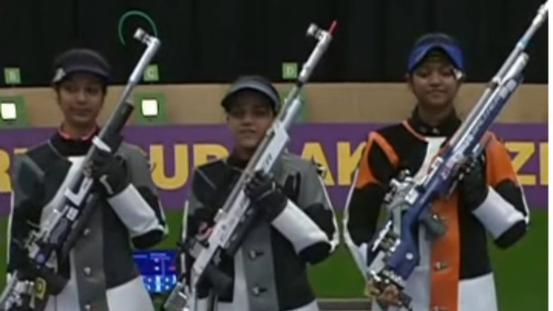 Indian Women's Team Comprising of Elavenil Valarivan, Shreya Agrawal and Ramita Win Gold medal in 10m Air Rifle Team event of Shooting World Cup