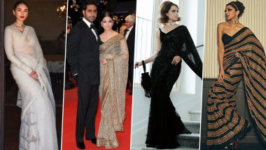 Cannes 2022: 5 Times When Deepika Padukone & Other Actresses Nailed Their Saree Looks on the Red Carpet (View Pics)