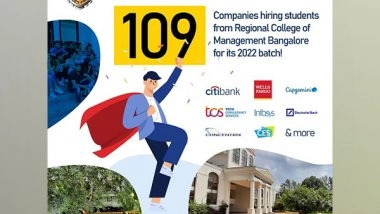Business News | 109 Companies Hiring Students from Regional College of Management Bangalore for Its 2022 Batch