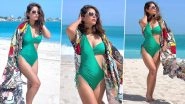 Hina Khan Soaks the Sun in a Sea Green Swimsuit As She Enjoys a Day by the Beach! (View Pics)