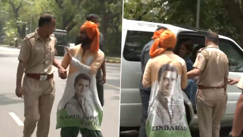 Rahul Gandhi ED Probe: Priyanka Gandhi Vadra Gives Rahul Gandhi Supporter Lift To Protest Site (Watch Video)