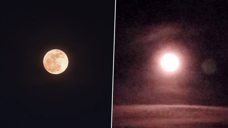 Strawberry Moon 2022: Netizens Share Mesmerizing Images of The June's Supermoon Shining Bright in The Skies From Across Countries!