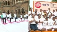 International Yoga Day 2022: Central Railway Organises Yoga Session at Chhatrapati Shivaji Maharaj Terminus in Mumbai (See Pics)