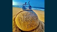 World Bicycle Day 2022 Sand Art By Sudarsan Pattnaik Aims To Promote The Health Benefits of&nbsp;Cycling; See Pic&nbsp; &nbsp;
