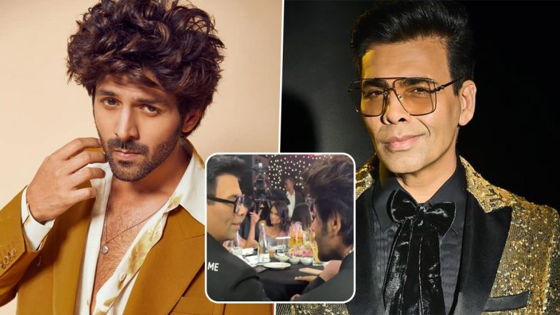 Kartik Aaryan and Karan Johar Seen Talking to Each Other at an Award Show, Fans Wonder if Their Rift Is Over (Watch Video)