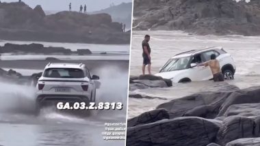 Delhi Man Recklessly Drives SUV on Goa's Anjuna Beach, Arrested (Watch Video)