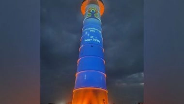 World News | Nepal's Iconic Dharahara Gets Illuminated Amid Yoga Day Celebrations
