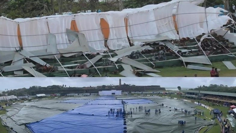 Stand at Galle Stadium Collapses in Heavy Rain on Day 2 of SL vs AUS 1st Test