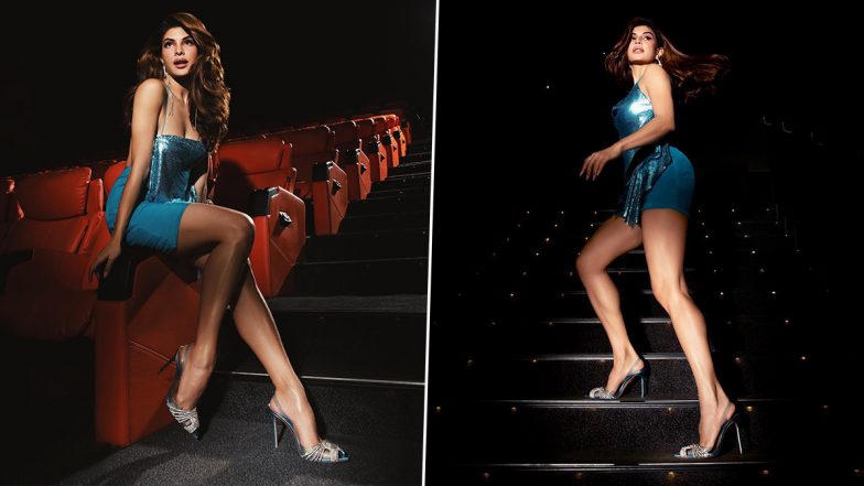 Jacqueline Fernandez Turns Up the Heat As She Sizzles in a Deep Neck Shimmery Blue Dress! (View Pics)