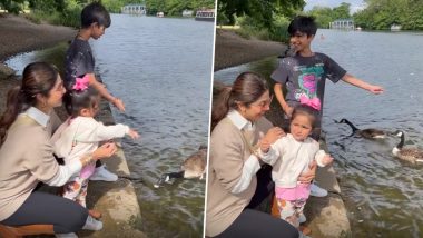 Shilpa Shetty Kundra and Her Kids Feed Ducks on Their Vacay in London (Watch Video)