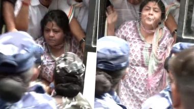 Congress Leader Netta D'Souza Spits on Cops During Protests Over ED Probe Against Rahul Gandhi; Watch Video