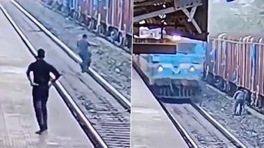 Railway Staff’s Swift Action Saves Man Lying on Track From Being Run Over by Train; Watch Video