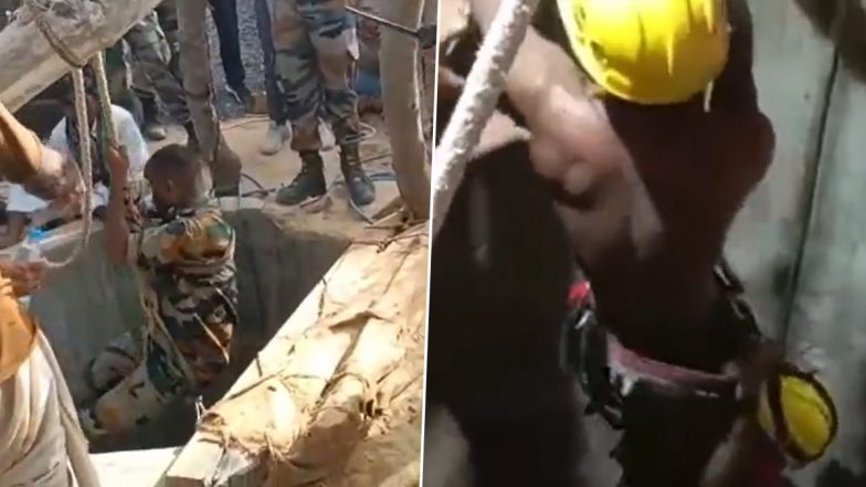 Army And Civil Administration Team Successfully Extricate Civilian Stuck in Debris of Brick-Lined Well in Barmer; Watch Video