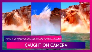 Arizona: Moment Of Massive Rockslide In Lake Powell Caught On Camera