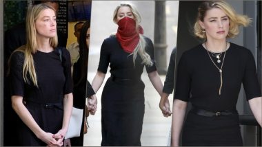 Amber Heard’s Black ‘Funeral Dress’ Goes Viral After It Fails To Bring ‘Good Luck’ Against Johnny Depp on Third Occasion, Netizens Suggest Burning It!
