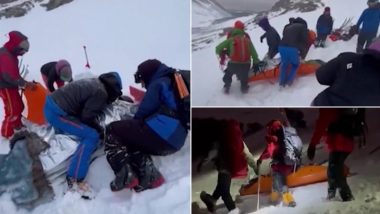 Woman Injured by an Avalanche in Argentina Successfully Extracted by Rescuers Amid Snowstorm (Watch Video)