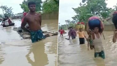Assam Floods: Eight Killed in Landslides, Floods; 90% Area of State Reeling Under Flood Water After Pre-monsoon Showers (Watch Video)