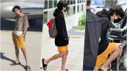 BTS' V aka Kim Taehyung Returns from Paris Wearing Comfy Yellow Shorts and Black Hooded Sweatshirt; Watch Video & Pics