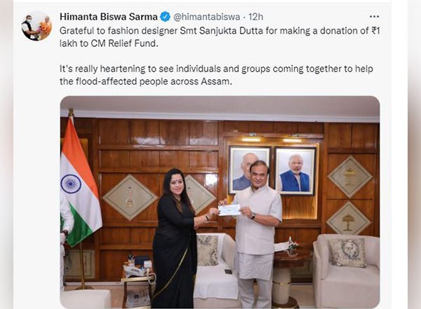 Business News | Designer Sanjukta Dutta Donates for Flood Victims, Chief Minister of Assam Dr Himanta Biswa Sarma Expresses Gratitude over Tweet