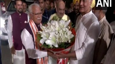 India News | Amit Shah Meets Sunil Jakhar in Panchkula